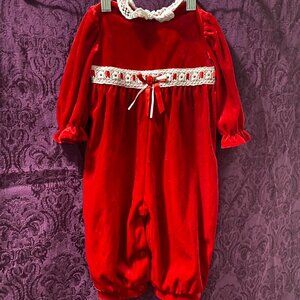 Vintage style red velvet child's onesie